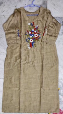 Aaratrika Fashion Women Chikan Embroidery Straight Kurta(Beige)