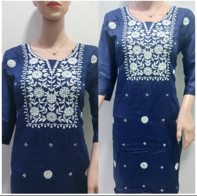 Josh Women Solid A-line Kurta(Dark Blue)