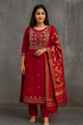 Rajkumar fashion store Women Solid Ethnic Dress Kurta(Red, Yellow, Grey)