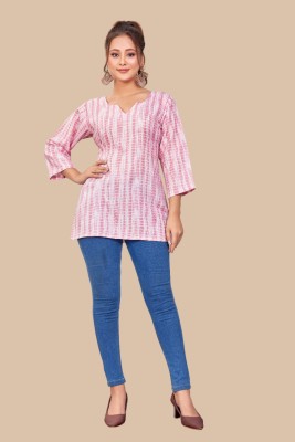 ShreeRaj Enterprise Women Printed Straight Kurta(Pink)