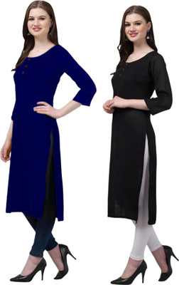 Coft Women Self Design, Solid Straight Kurta(Multicolor)