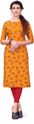 Shiv Enterprise Women Printed A-line Kurta(Yellow, Red)