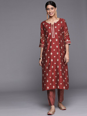 LIBAS Women Printed Straight Kurta(Red)