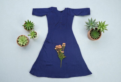 ANNAMALAIYAR TEX Women Solid Anarkali Kurta(Blue)