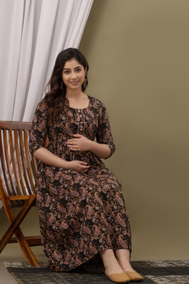 COTTON MULMUL STORE Women Fit and Flare Multicolor Midi/Calf Length Dress