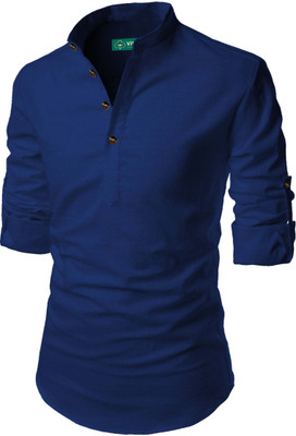 VIMASUTI Men Solid A-line Kurta(Dark Blue)