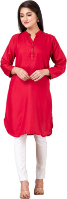 RAI CREATION Women Solid A-line Kurta(Maroon)