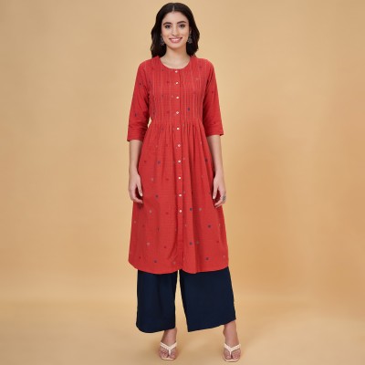 Rangmanch by Pantaloons Women Dyed/Ombre Straight Kurta(Orange)