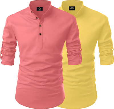 Kavyangle Creation Men Solid Straight Kurta(Multicolor, Yellow)