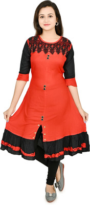 Zenat Women Self Design Ethnic Dress Kurta(Pink)