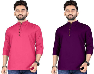 TRUST OUS Men Solid Asymmetric Kurta(Multicolor)