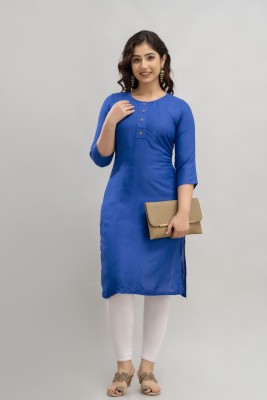 FASHION PATTI Women Solid Straight Kurta(Blue)