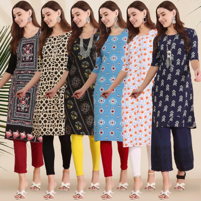 1 Stop Fashion Women Printed Straight Kurta(Multicolor)