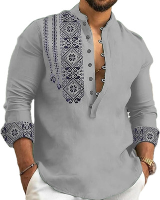 DEELMO Men Solid Straight Kurta(Grey)