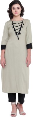 Jaipur Attire Women Solid Straight Kurta(Grey)