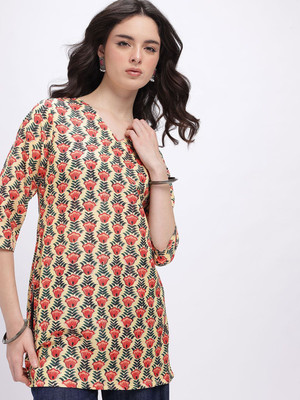 Anouk Rustic Women Printed Straight Kurta(Green)
