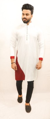 kiaz fashion Men Solid Straight Kurta(White)