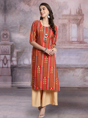 Moda Rapido Women Printed Straight Kurta(Multicolor)