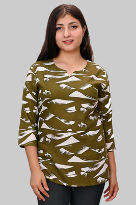 mabish Women Printed A-line Kurta(Green)