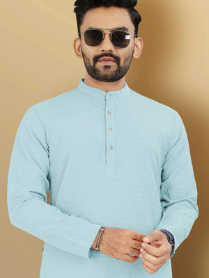 VeBNoR Men Solid Straight Kurta(Light Blue)