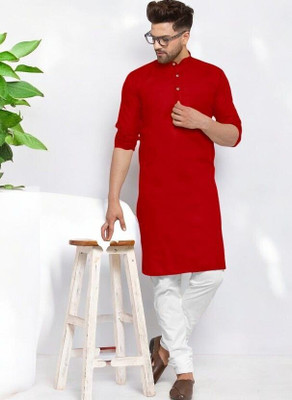 Trending Rashmi Men Solid Straight Kurta(Red)