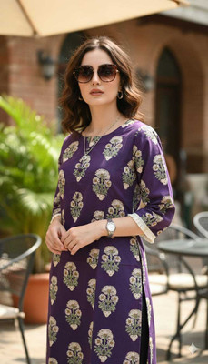 Rimeline Fashion Women Printed A-line Kurta(Purple)
