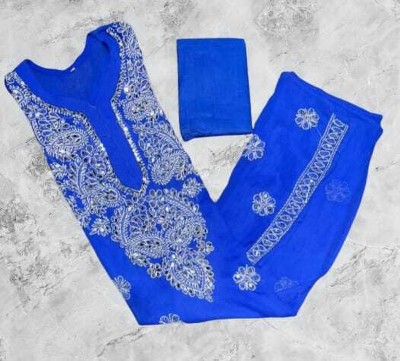 Beauty Chikan Emporium Women Embroidered A-line Kurta(Blue)