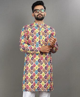 VeBNoR Men Printed Straight Kurta(Multicolor)