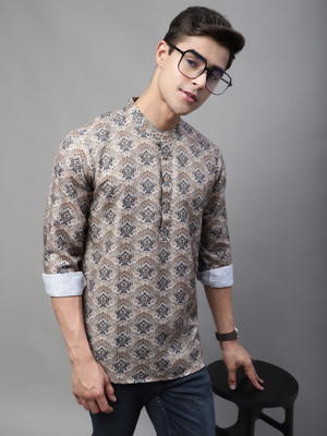 ANOUK Men Printed Straight Kurta(Brown)