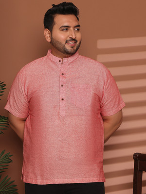 ED PLUS Men Solid Straight Kurta(Red)
