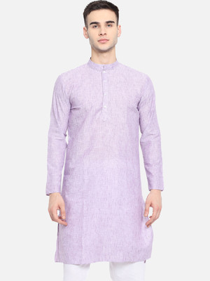 DEIFIC Men Solid Straight Kurta(Purple)