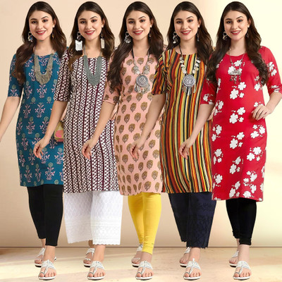 1 Stop Fashion Women Printed A-line Kurta(Multicolor)