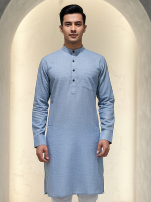 JUGG JUGG JEEYO Men Self Design Straight Kurta(Grey)