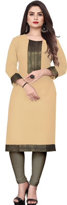 raamratan Women Printed Straight Kurta(Beige, Black, Green)