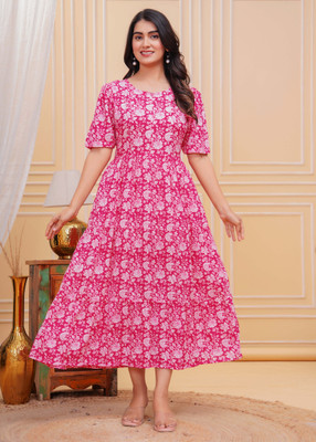 Mqueen Creation Anarkali Gown(Pink)