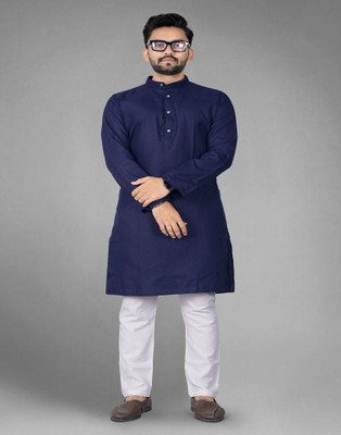 DHASU TRENDZ Men Solid Straight Kurta(Blue)