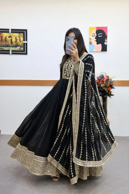 PUSHTI ENTRPRISE Embroidered Anarkali Kurta, Bottom & Dupatta Set