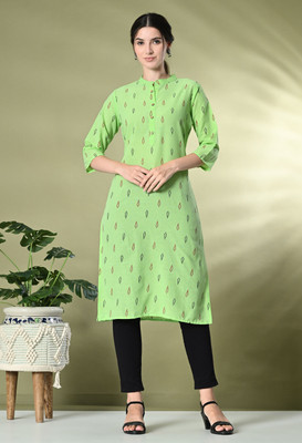 Glowworld Women Printed Straight Kurta(Green)