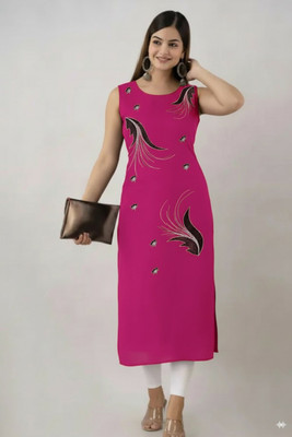 A C KANANI Women Printed Ethnic Dress Kurta(Pink)