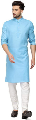GauriLaxmi Enterprise Men Solid Straight Kurta(Light Blue)