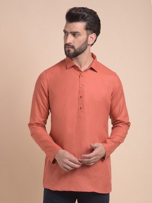 ANOUK Men Solid Straight Kurta(Red)