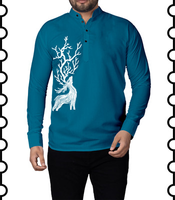 Kavyangle Creation Men Solid Straight Kurta(Dark Green)