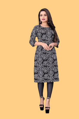 Tulsii Fab Women Printed Anarkali Kurta(Black)