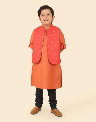 Fabindia Boys Solid A-line Kurta(Orange)