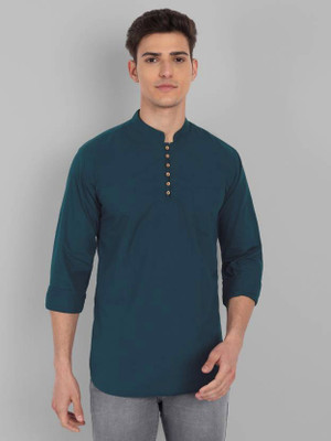 Tap in Men Solid Straight Kurta(Light Blue)
