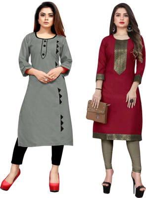 Maa Meladi Creation Women Self Design, Woven Design Straight Kurta(Multicolor)