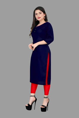 Coft Women Self Design A-line Kurta(Blue)