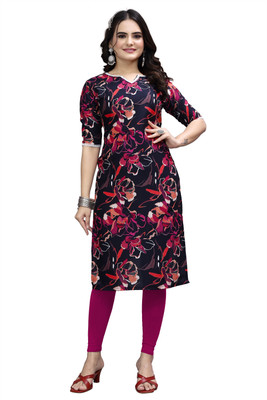 RANGRASIYA CORPORATION Women Printed Straight Kurta(Blue)
