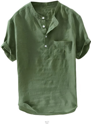 OM DESIGNER Men Solid Straight Kurta(Green)