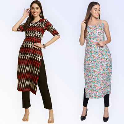 HouseOfCommon Women Self Design Straight Kurta(Multicolor)